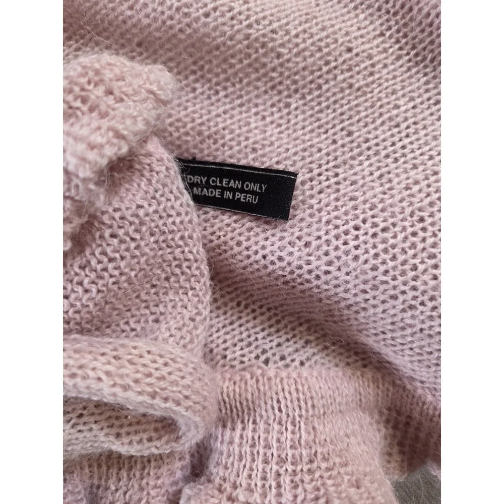 100% Baby‎ Alpaca Ruffled Scarf Wrap Baby Pink 80